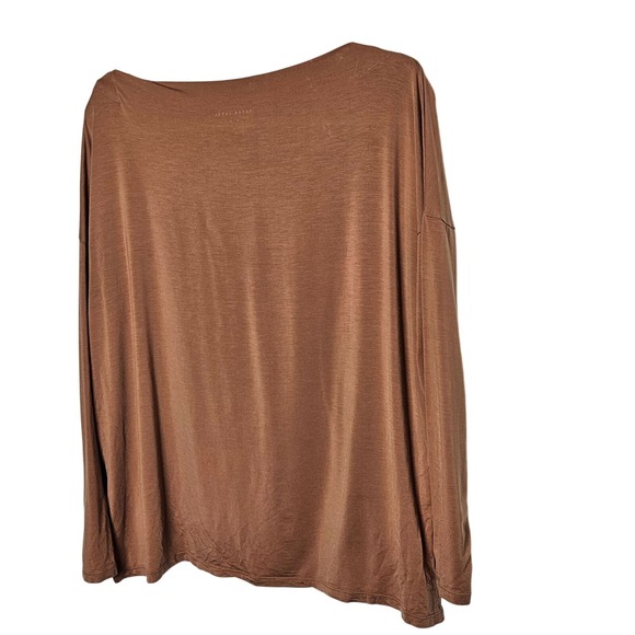 Paper Label Womens Long-Sleeve Lightweight Top Brown Boat Neck‎ M Soft Drapey - Picture 2 of 8